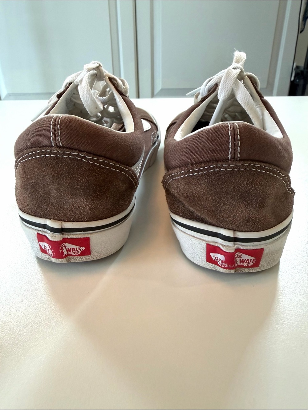 Vans Brown Suede Canvas Old Skool Sneakers 7.5 Skate Low Top Classic Streetwear - Picture 7 of 16